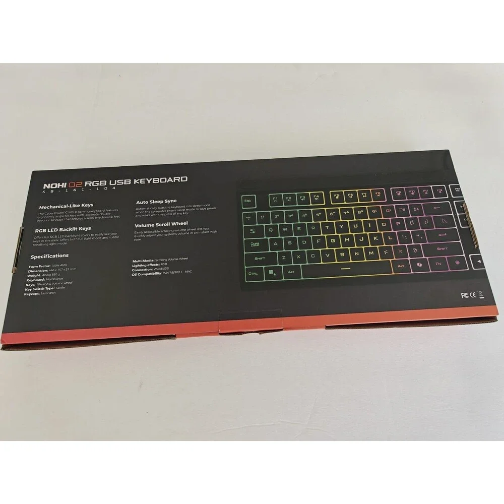 CyberPowerPC NOHI 02 RGB USB Gaming Keyboard KB-161-104 Open Box New Other